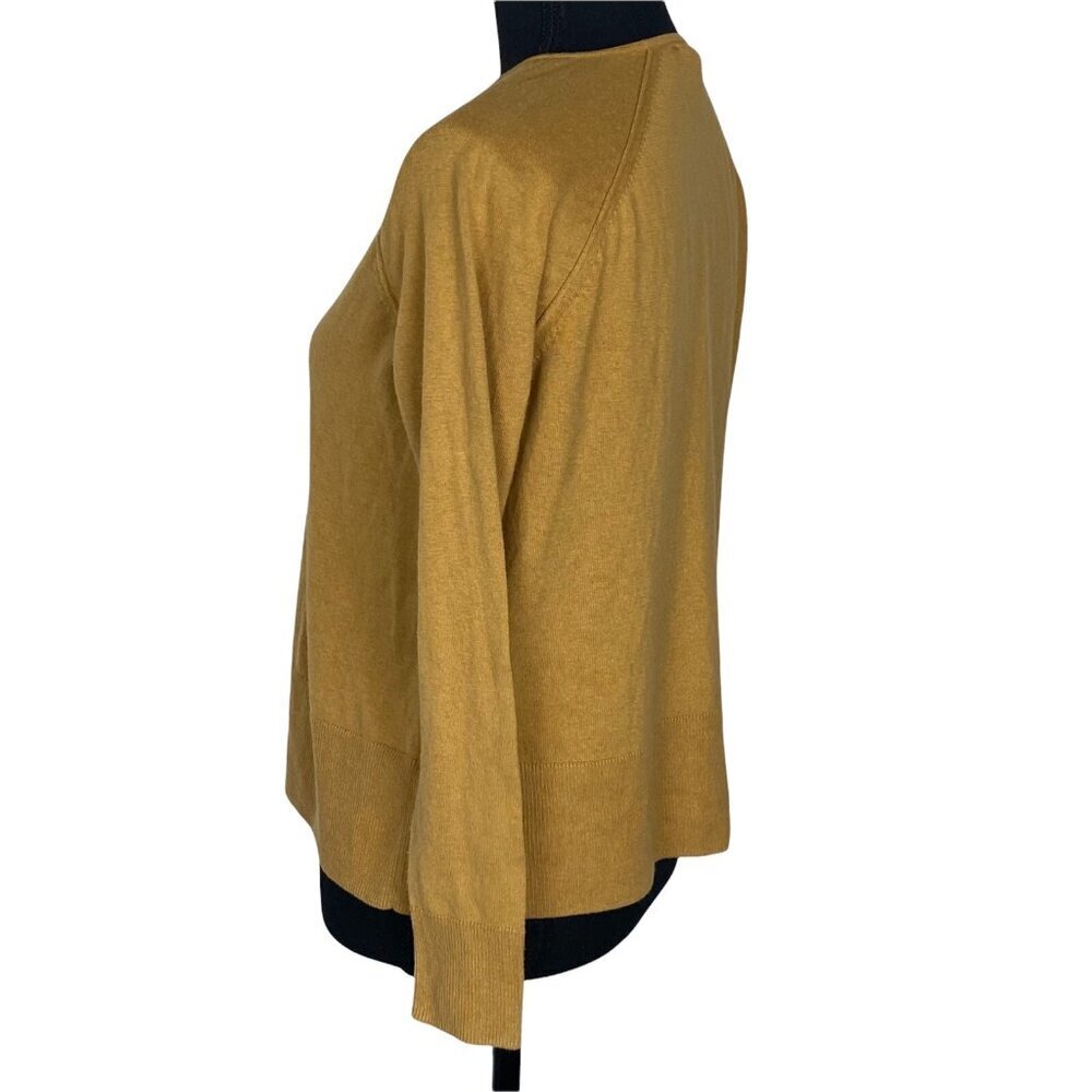 J. Jill Sweater Women XS‎ Petite Yellow Silk Cotton V-Neck Long Sleeve Knit - Picture 3 of 10